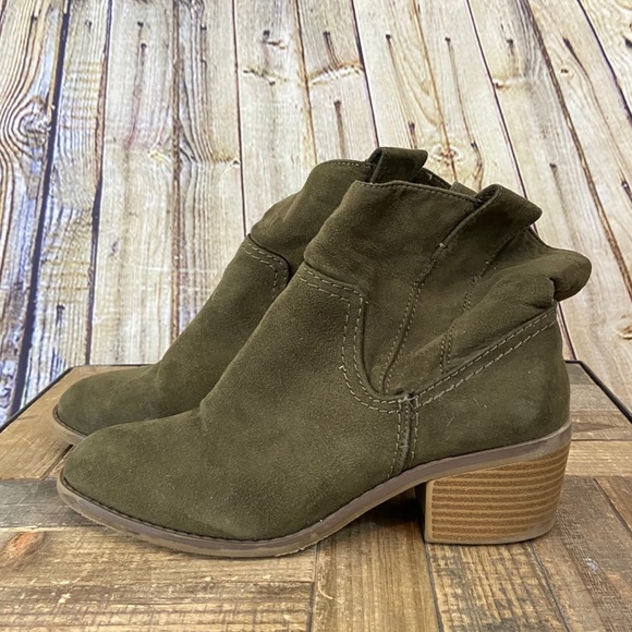 Merona Shoes - Olive green booties Merona size 6.5